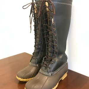*RARE L.L.Bean DuckBoots 16” Shearling Lined Brown